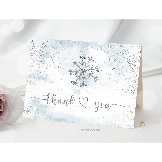 Snowflake Winter Baby Dusche Dankeskarte (little snowflake baby shower,winter baby shower invitation,snowflake baby shower thank you,baby show)