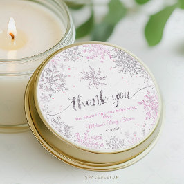 Snowflake Winter Baby Duschmädchen Runder Aufkleber