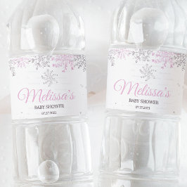 Snowflake Winter Baby Duschmädchen Wasserflaschenetikett