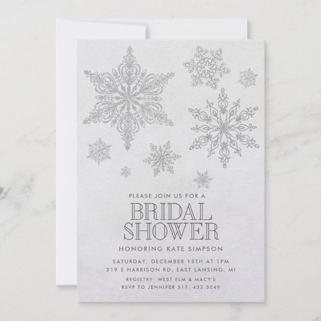 Snowflake Winter Bridal Dusche Einladung (Vorderseite)