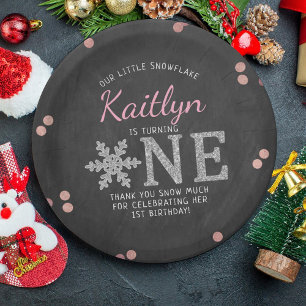 Snowflake Winter Chalkboard 1. Geburtstag Pappteller