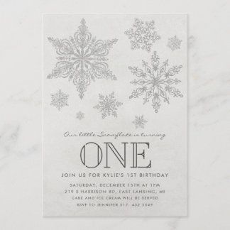 Snowflake Winter Geburtstagsparty Einladung