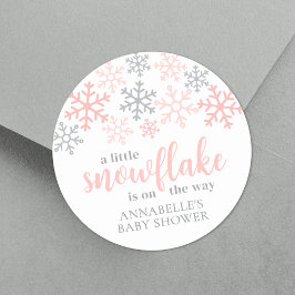 Snowflake Winter Girl Baby Shower Runder Aufkleber
