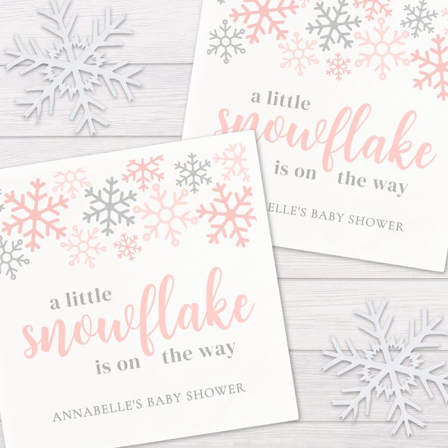Snowflake Winter Girl Baby Shower Serviette (Snowflake Winter Girl Baby Shower Napkins)