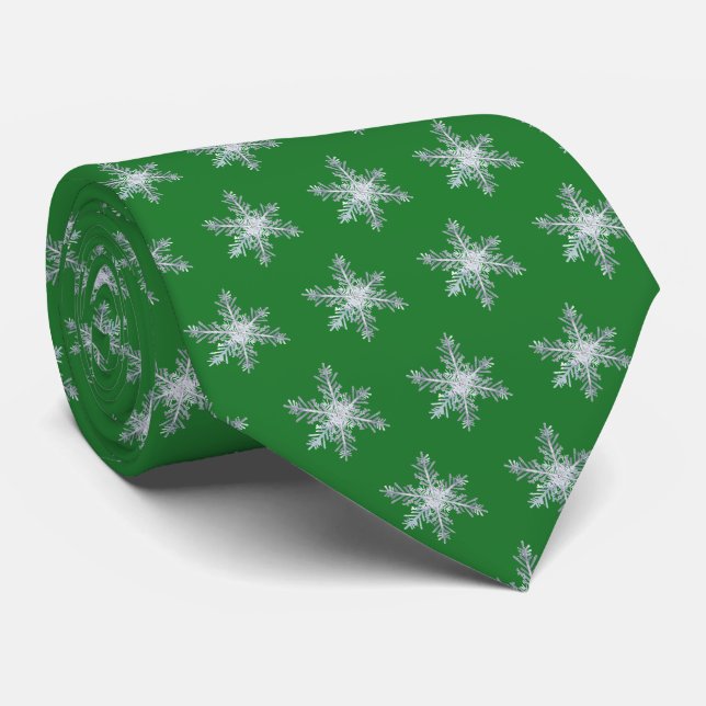 Snowflake Winter Grüne Hochzeit Neck Tie Krawatte (Gerollt)
