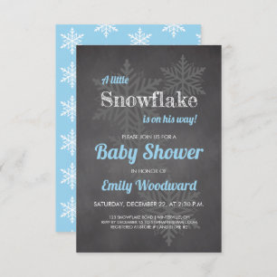 Snowflake Winter Halbpension Blue Boys Baby Dusche Einladung