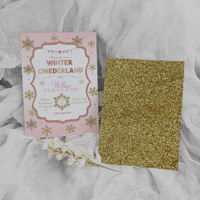 Snowflake Winter Onederland Einladung zum Geburtst (Von Creator hochgeladen)