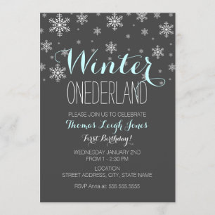 Snowflake Winter Onederland Erster Geburtstag Einl Einladung