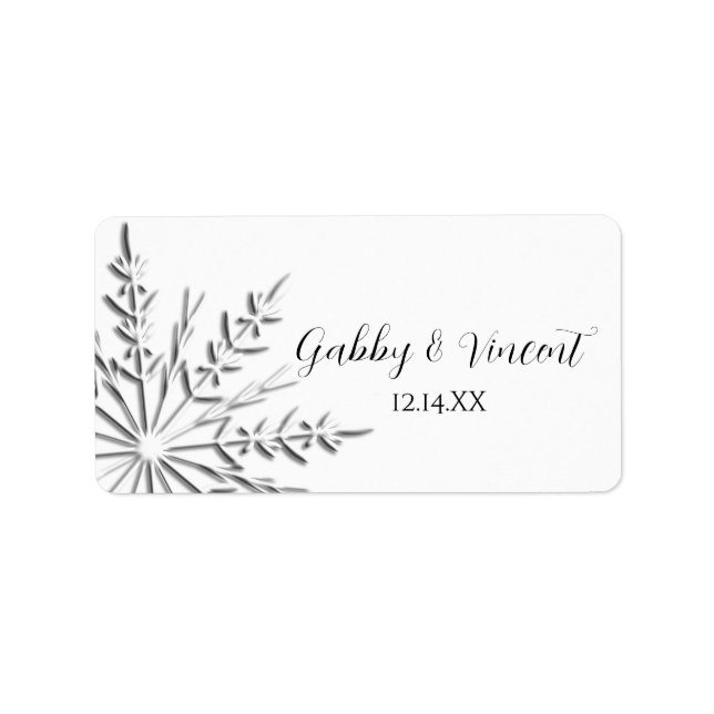 Snowflake Winter Wedding Favor Tag Adressaufkleber (Vorne)