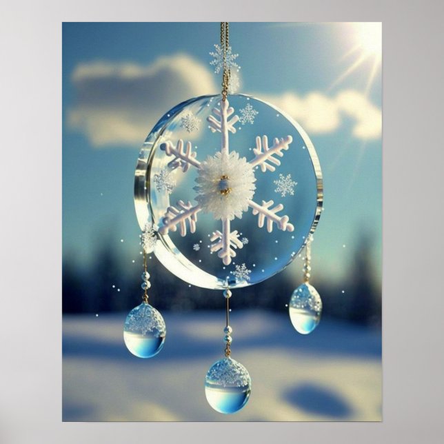 Snowflake Winter Wedding Ornament Poster (Vorne)