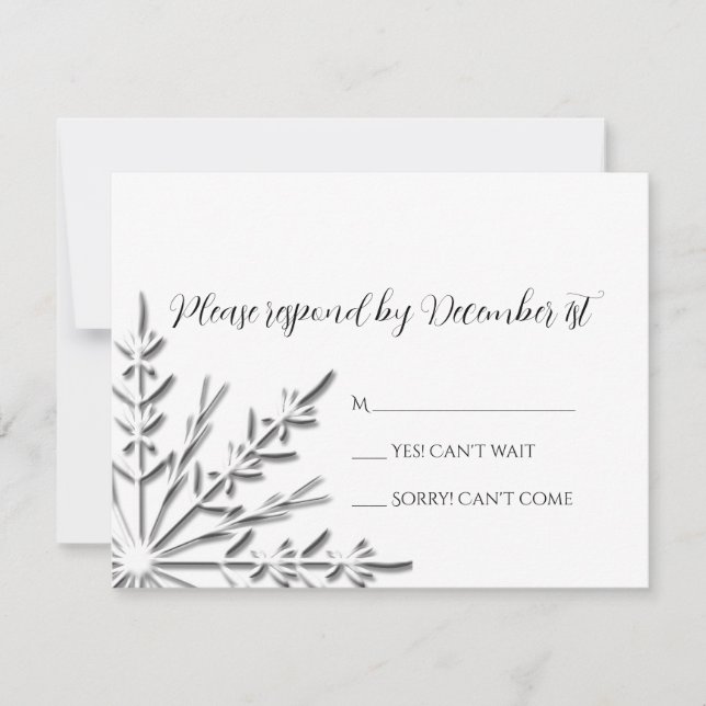 Snowflake Winter Wedding UAWG Response Card RSVP Karte (Vorderseite)