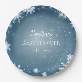 Snowflake Winter Wonderland Baby Dusche Blau Pappteller
