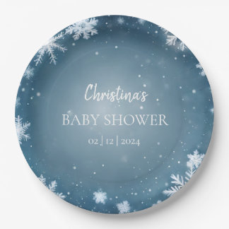 Snowflake Winter Wonderland Baby Dusche Blau Pappteller