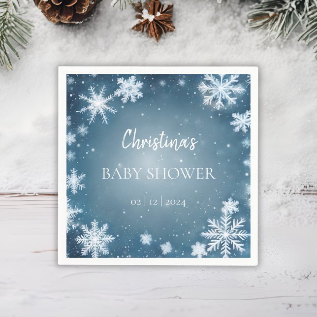 Snowflake Winter Wonderland Baby Dusche Blau Serviette (Von Creator hochgeladen)