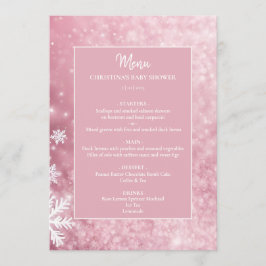Snowflake Winter Wonderland Pink Baby Dusche Menükarte