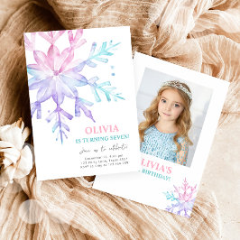 Snowflake Winter Wonderland Pink Girl Geburtstag Einladung