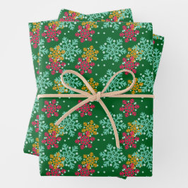 Snowflake Wrapping Paper Flat Sheet Set 3 Geschenkpapier Set
