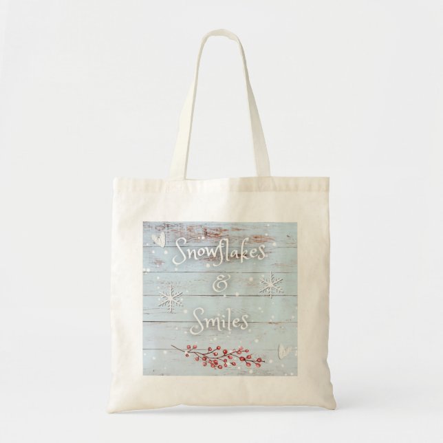 Snowflakes and Smiles Tote Tragetasche (Vorne)