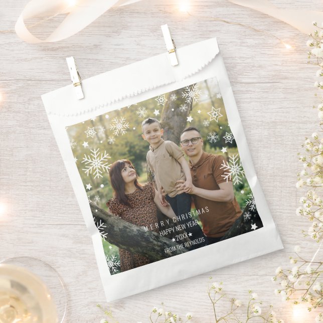 Snowflakes Arch-Shaped Frame Photo Overlay Holiday Geschenktütchen (Ausgeschnitten)