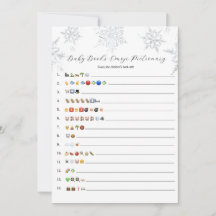 Snowflakes Baby Books Emoji Game Card