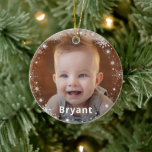 Snowflakes Baby Foto First Christmas Holiday Keramik Ornament<br><div class="desc">Snowflakes Baby Foto Erstmals Weihnachtsfeiertag Keramik Ornament</div>