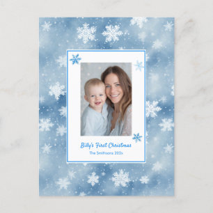 Snowflakes Blue Baby Boy Foto Erste Weihnachten