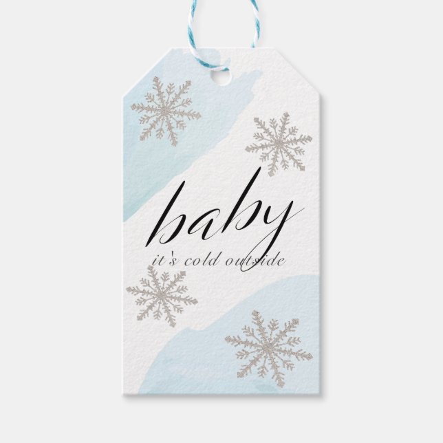 Snowflakes Blue Baby seine kalte Außenwelt Danke Geschenkanhänger (Vorderseite)