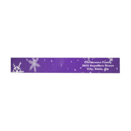 Snowflakes Blue Background Wrap Address Labels Rundum-Adressaufkleber