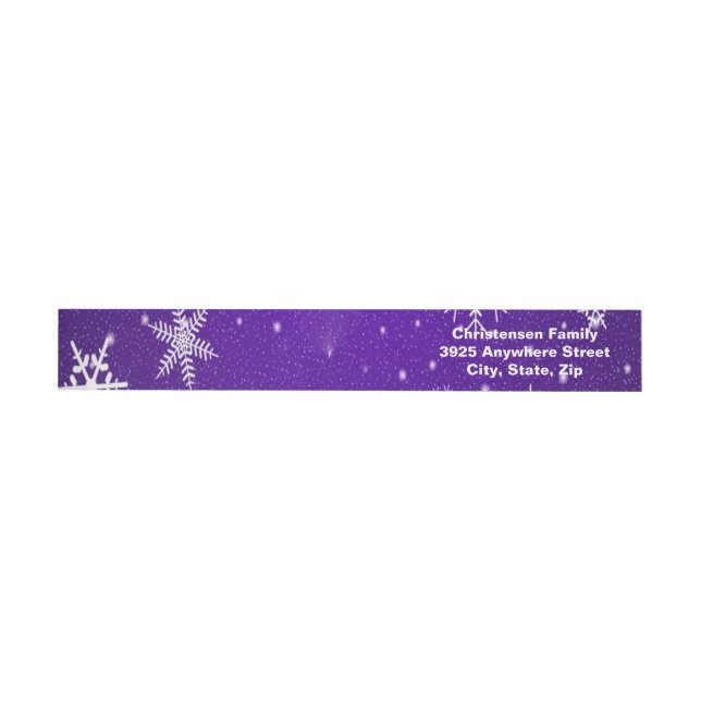 Snowflakes Blue Background Wrap Address Labels Rundum-Adressaufkleber (Person)