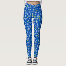 Snowflakes Blue Navy Blue Royal Blue Elegante Chic Leggings