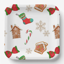 Snowflakes Candy Cane Weihnachtsmuster Pappteller