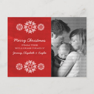 Snowflakes Chalkboard Foto Postkarte, Rot Feiertagspostkarte
