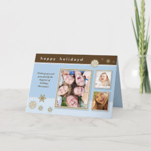 Snowflakes Custom Holiday Card (blau/braun) Feiertagskarte