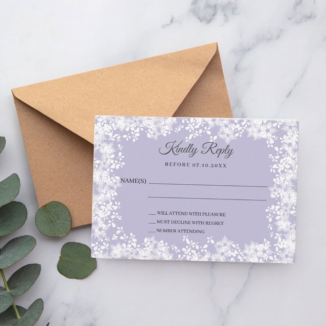 Snowflakes dusty lavender winter wedding RSVP (Von Creator hochgeladen)