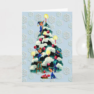SNOWFLAKES & ELVES VON SHARON SHARPE FEIERTAGSKARTE