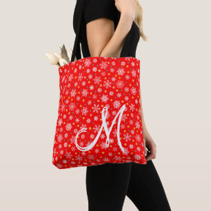 Snowflakes Festive Red Elegantes Script Mit Monogr