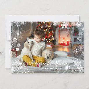 Snowflakes Frame Overlay Frohe Weihnachts-Foto Feiertagskarte