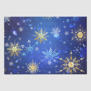 Snowflakes Gold Blue Xmas Weihnachtsgeschenk  Seidenpapier