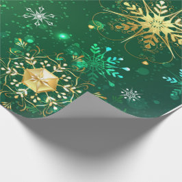 Snowflakes Gold Green Xmas Weihnachtsgeschenk Geschenkpapier