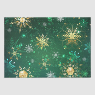 Snowflakes Gold Green Xmas Weihnachtsgeschenk Seidenpapier
