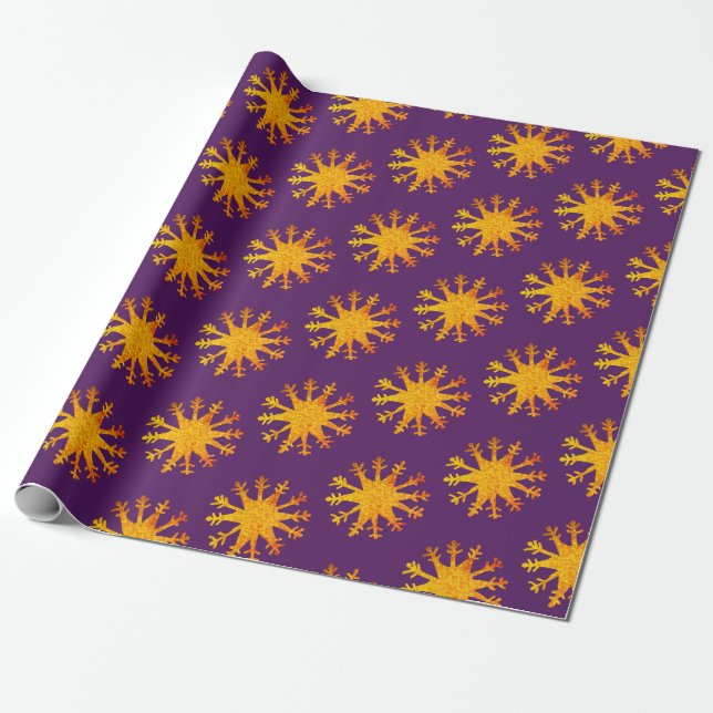 Snowflakes Gold Suns Geschenkpapier (Ungerollt)