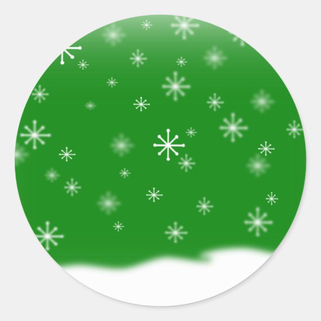 SNOWFLAKES GREEN RUNDER AUFKLEBER (Vorderseite)