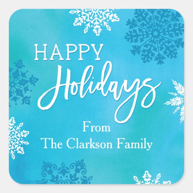 Snowflakes Happy Holidays Sticker (Vorderseite)