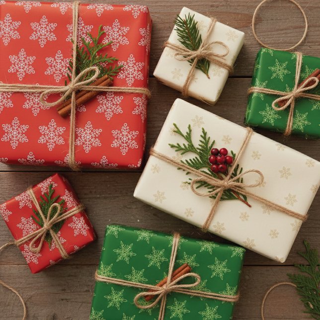 Snowflakes Homespun Muster Weihnachten Geschenkpapier Set (Von Creator hochgeladen)