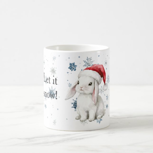 Snowflakes Let it snow Bunny Christmas Hat Kaffeetasse (Mittel)