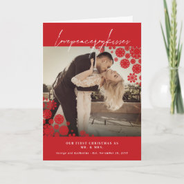 Snowflakes Liebe Peace Joy Kisses Foto Hochzeit Feiertagskarte