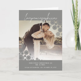 Snowflakes Liebe Peace Joy Kisses Foto Hochzeit Feiertagskarte