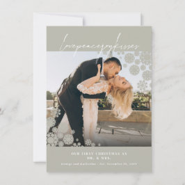 Snowflakes Liebe Peace Joy Kisses Foto Hochzeit Feiertagskarte