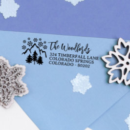 Snowflakes Mountain Pines Rustic Family & Wedding Permastempel