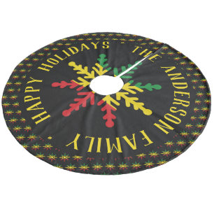 Snowflakes Muster hinzufügen Name glücklichen Urla Fleece Weihnachtsbaumdecke